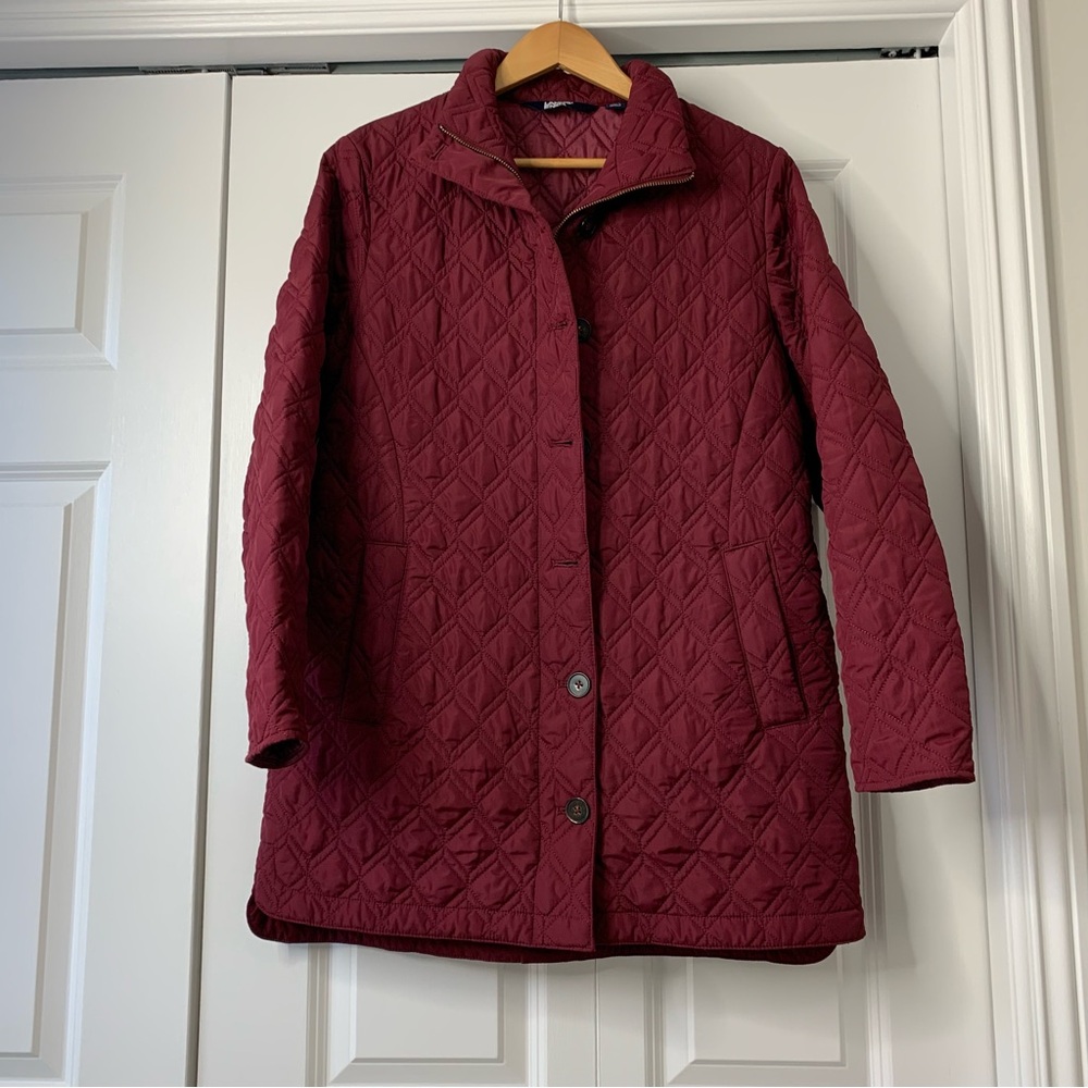 Lands' End Women's Quilted Maroon Barn Jacket Size US M